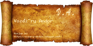 Vozáry Andor névjegykártya